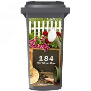 Your House Number Or Name & Street Name On A Chalkboard In The Garden Wheelie Bin Sticker Panel